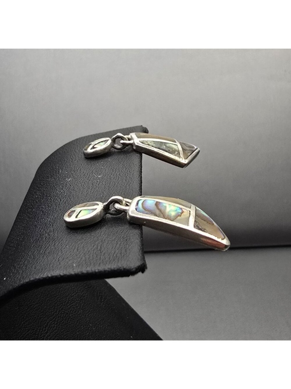 Vintage Carol Felley Abalone Silver Earrings Southwestern Dangle CFJ - Picture 6 of 9